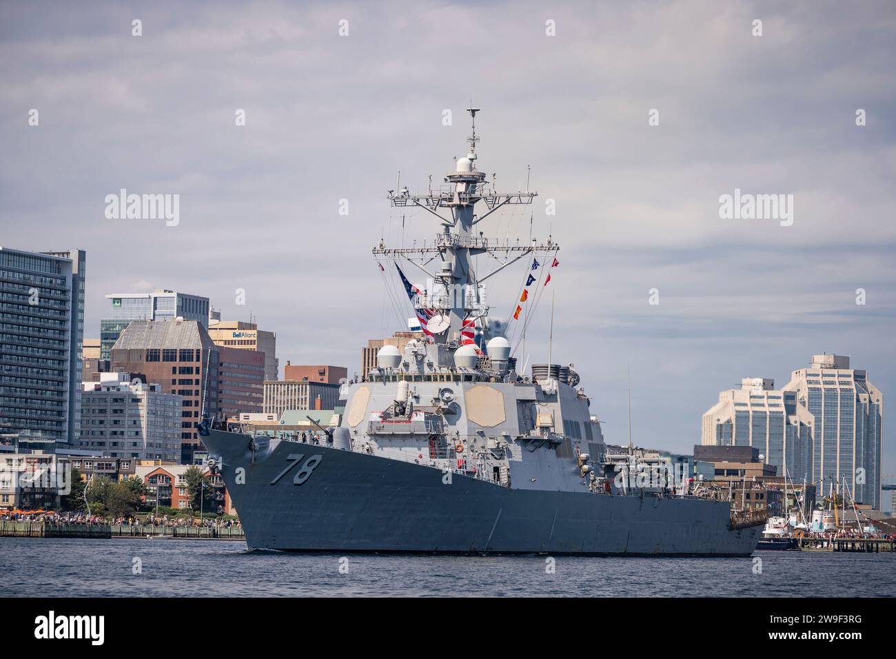 US Navy destroyer USS Porter participating in the sailpast at the end of Fleet Week in Halifax, Nova Scotia, Canada. Stock Photo