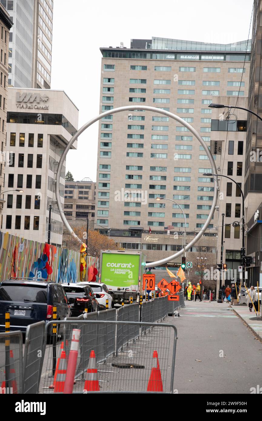 Gigantic Ring at Esplanade Place Ville Marie in downtown Montreal, Quebec, Canada Stock Photo