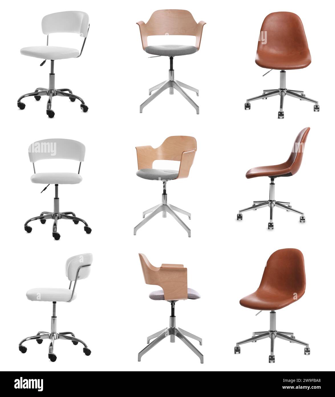 Different office chairs isolated on white, set Stock Photo Alamy