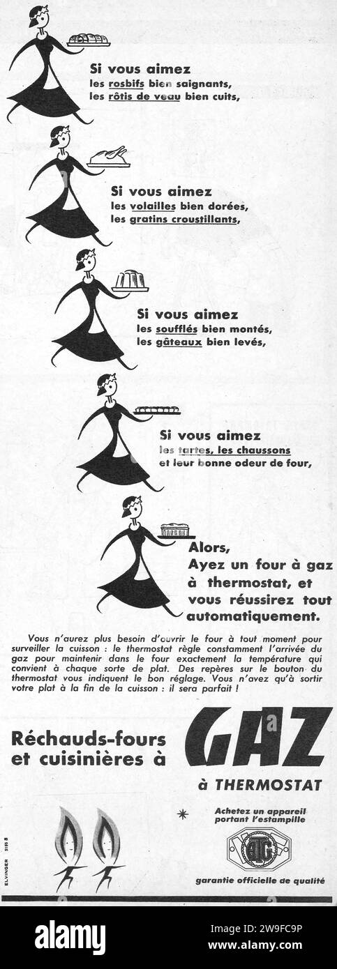 1954 ATG ad  - Association Technique de l'Industrie du Gaz en France. Technical Association of the Gas Industry in France Stock Photo
