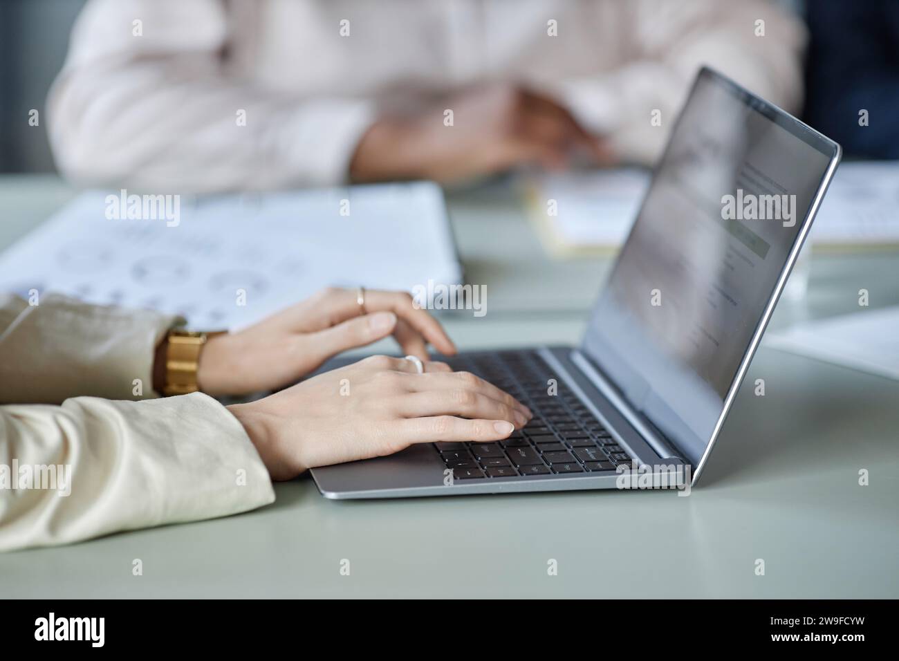 Business Lady Working on Laptop Stock Photo
