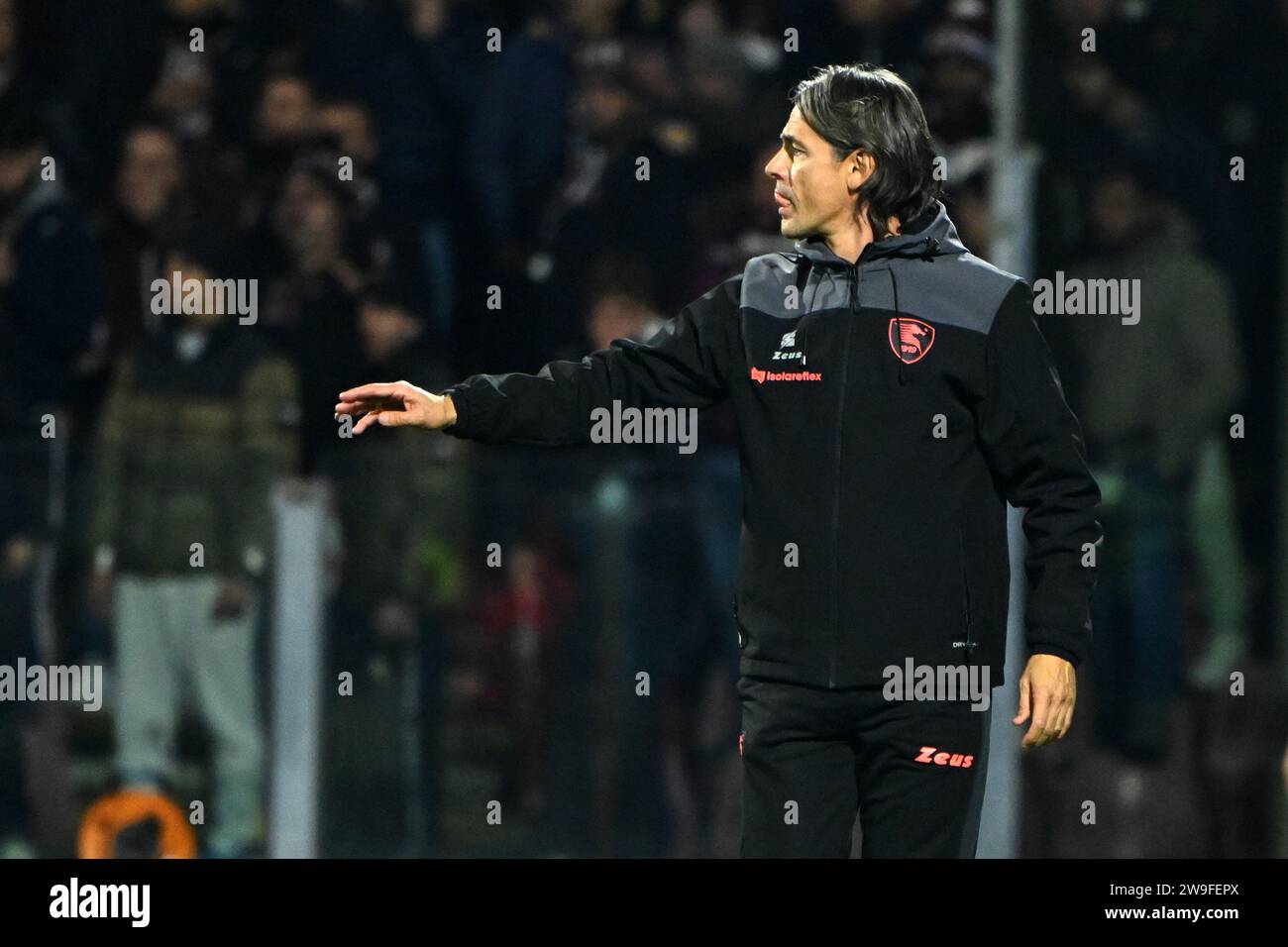 Filippo Inzaghi Head Coach of US Salernitana gestures during the Serie A match between US Salernitana and AC Milan at the Stadio Arechi Salerno Italy Stock Photo