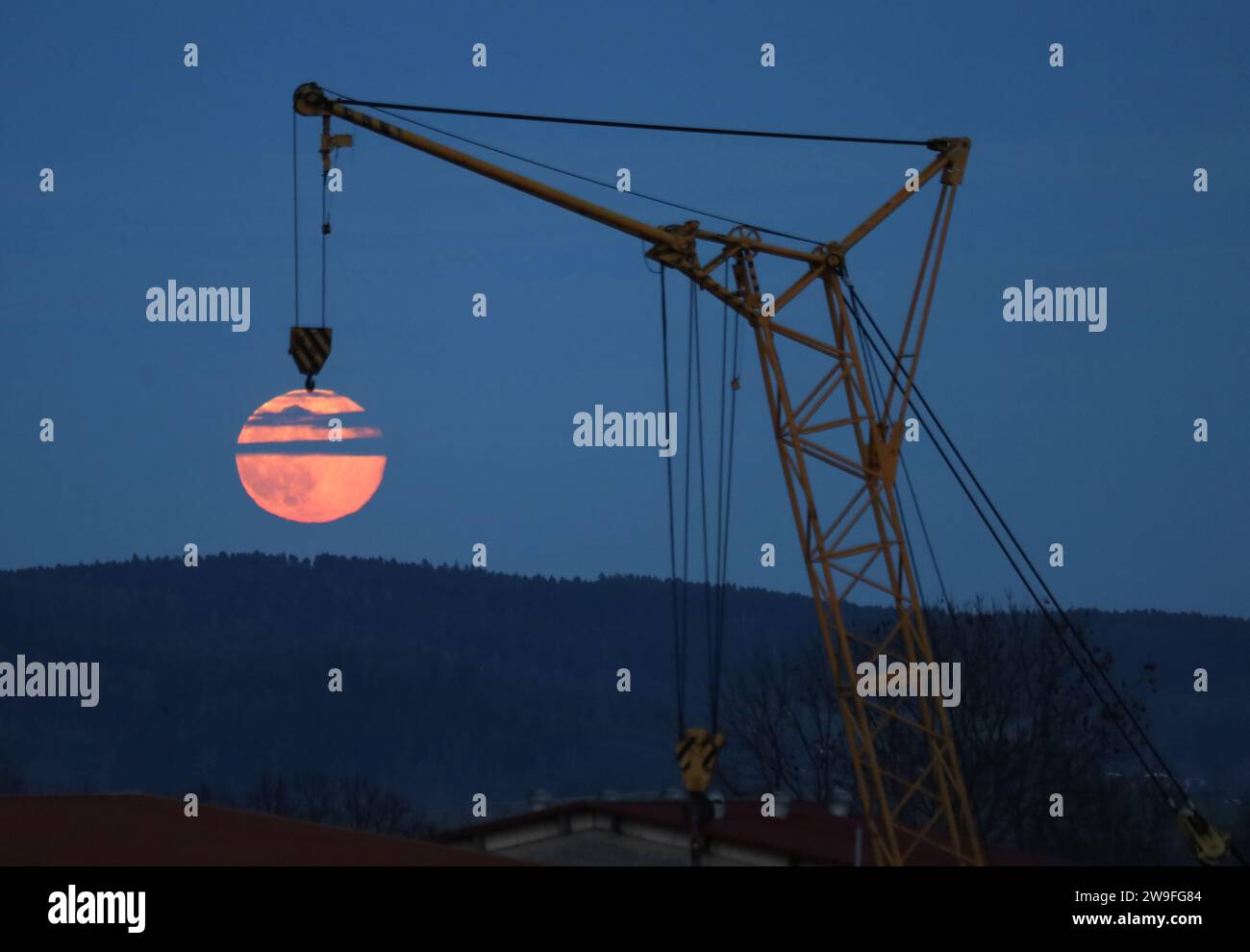 A full moon in Vysoky Chlumec, Czech Republic, December 27, 2023. (CTK Photo/Petr Lemberk) Stock Photo