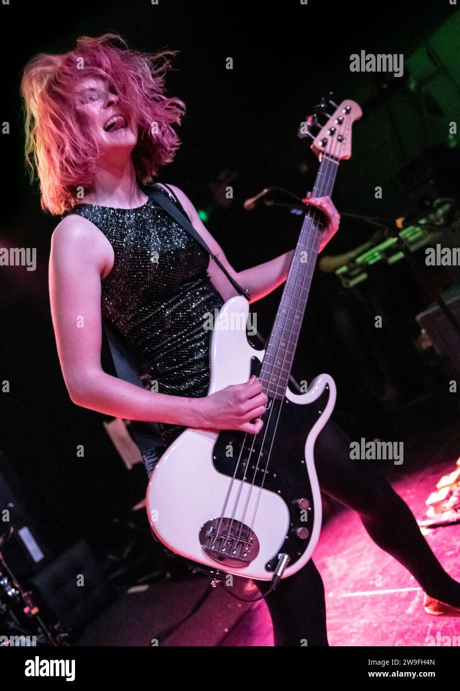 Charlotte Cooper, bassist of The Subways, live on stage - Birmingham O2 Institute 3, 2015 Stock Photo
