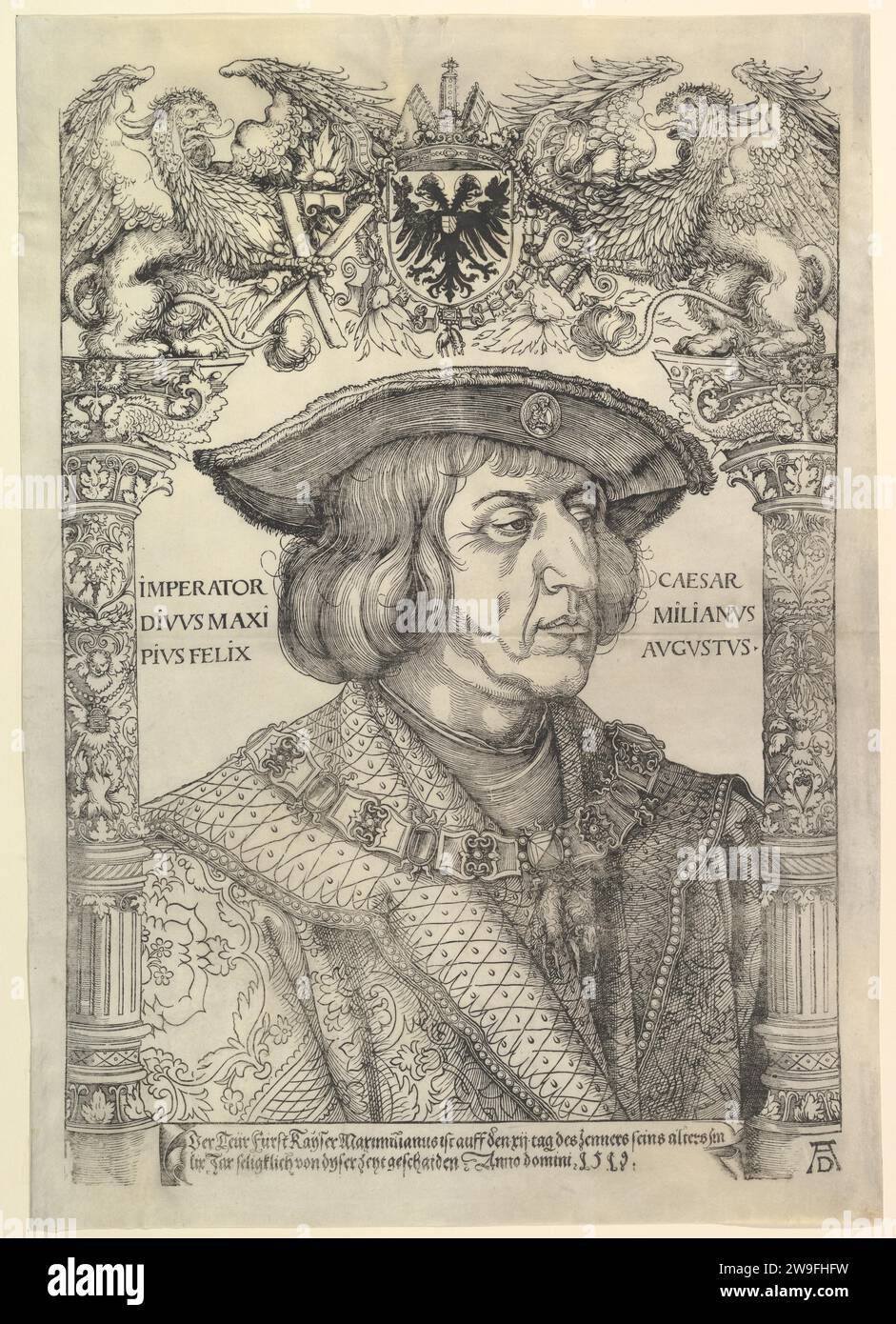 Portrait of the Emperor Maximilian I in an Architectural Frame (copy) 1926 by Hans Weiditz the Younger Stock Photo