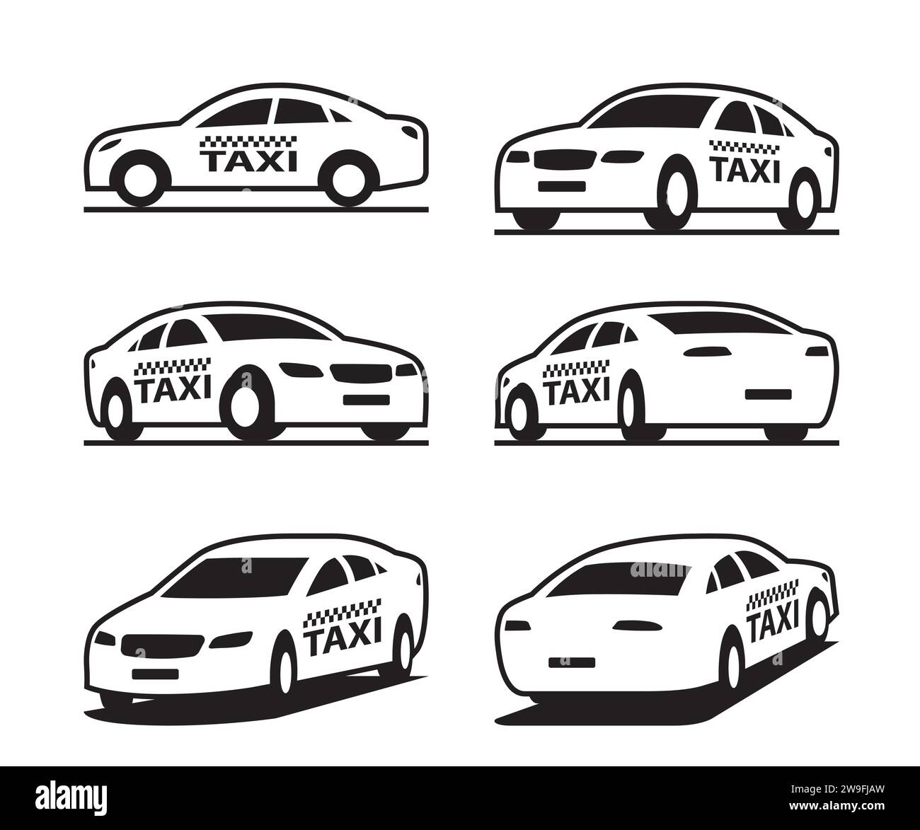 Taxi car in different perspective - vector illustration Stock Vector