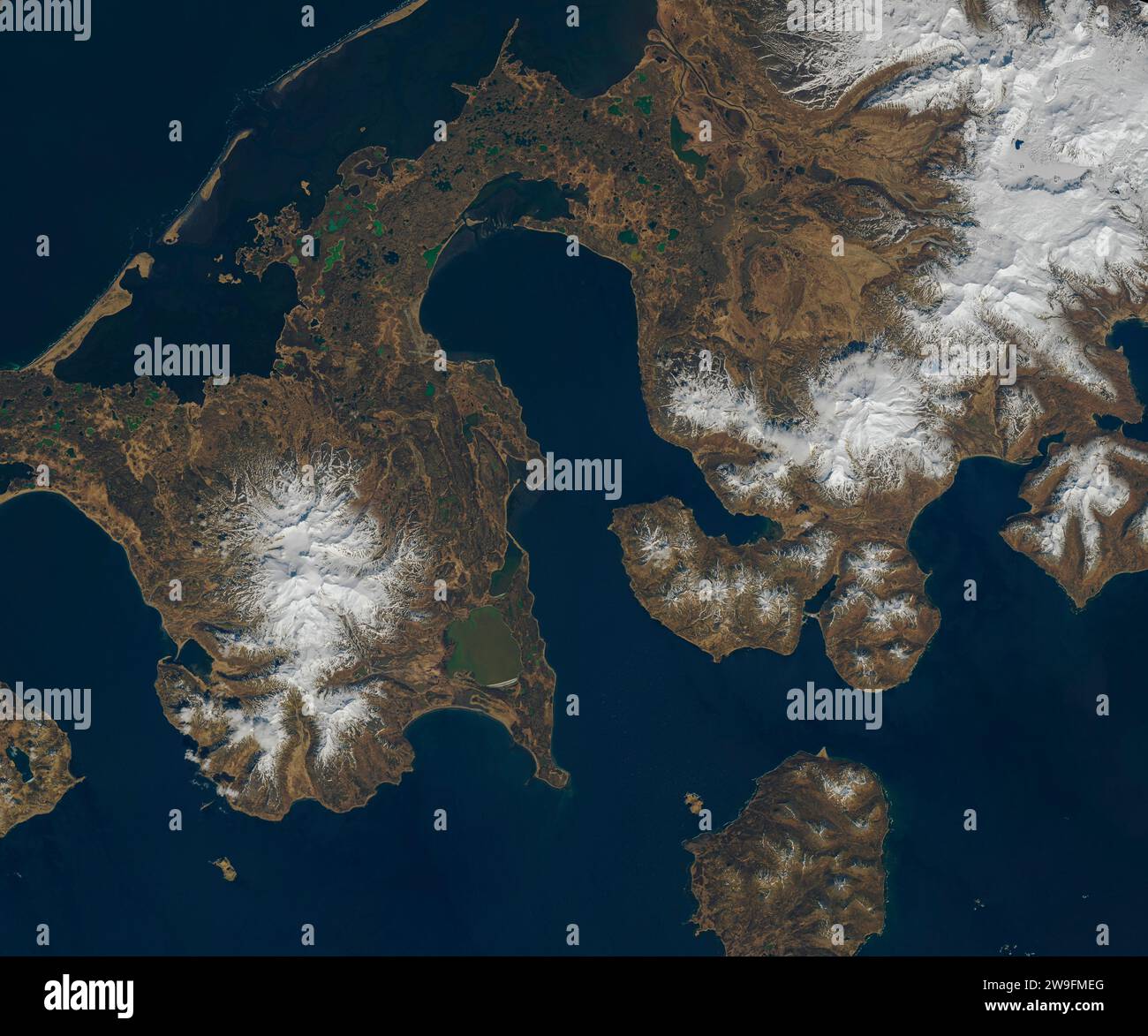 Aerial of volcanoes in the Aleutian Islands of Alaska Stock Photo Alamy