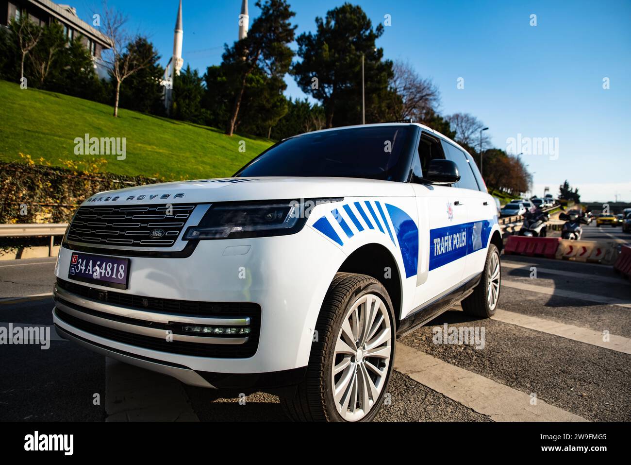 Turkish police patrol car Land Rover Range Rover L460 on highway Stock Photo