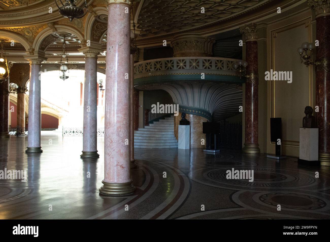 he interior of the Romanian Athenaeum concert hall in Bucharest, Romania Stock Photo