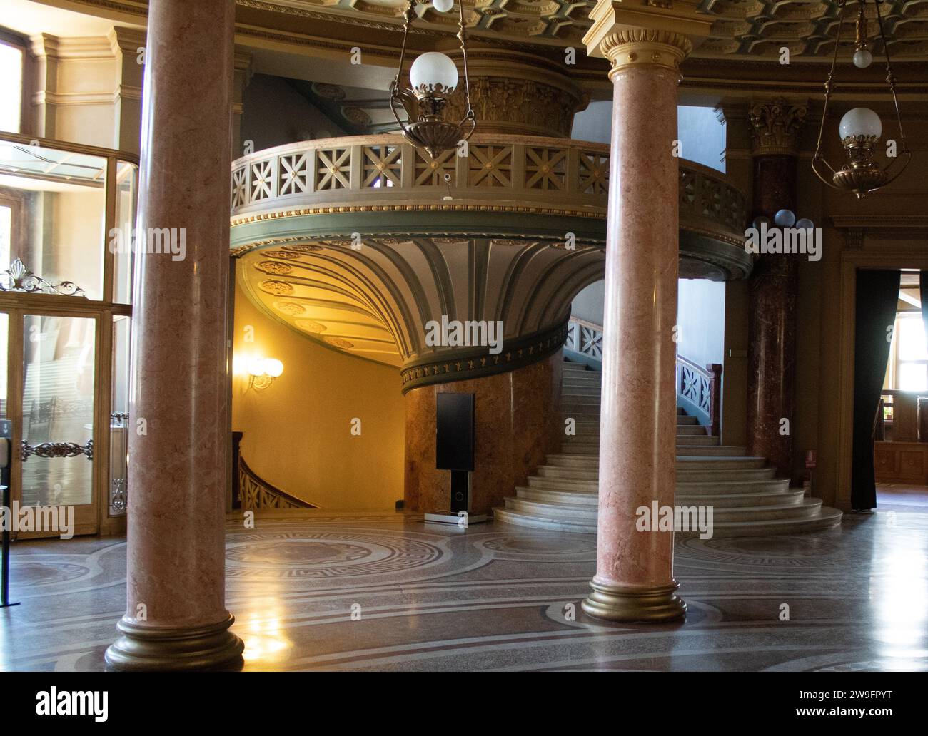 he interior of the Romanian Athenaeum concert hall in Bucharest, Romania Stock Photo