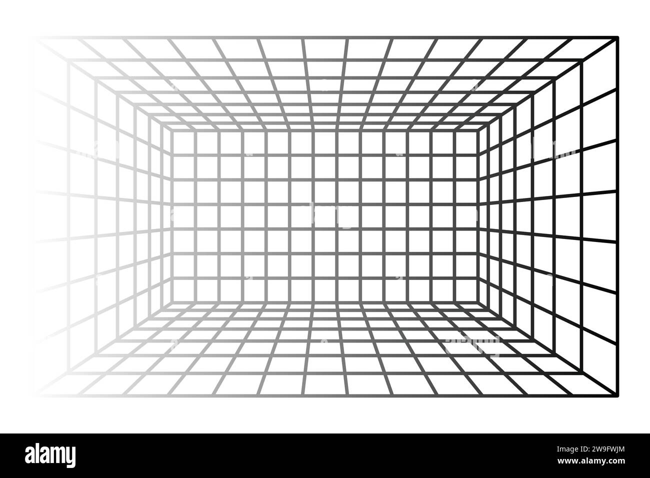 Perspective grid room background vector illustration. Stock Vector