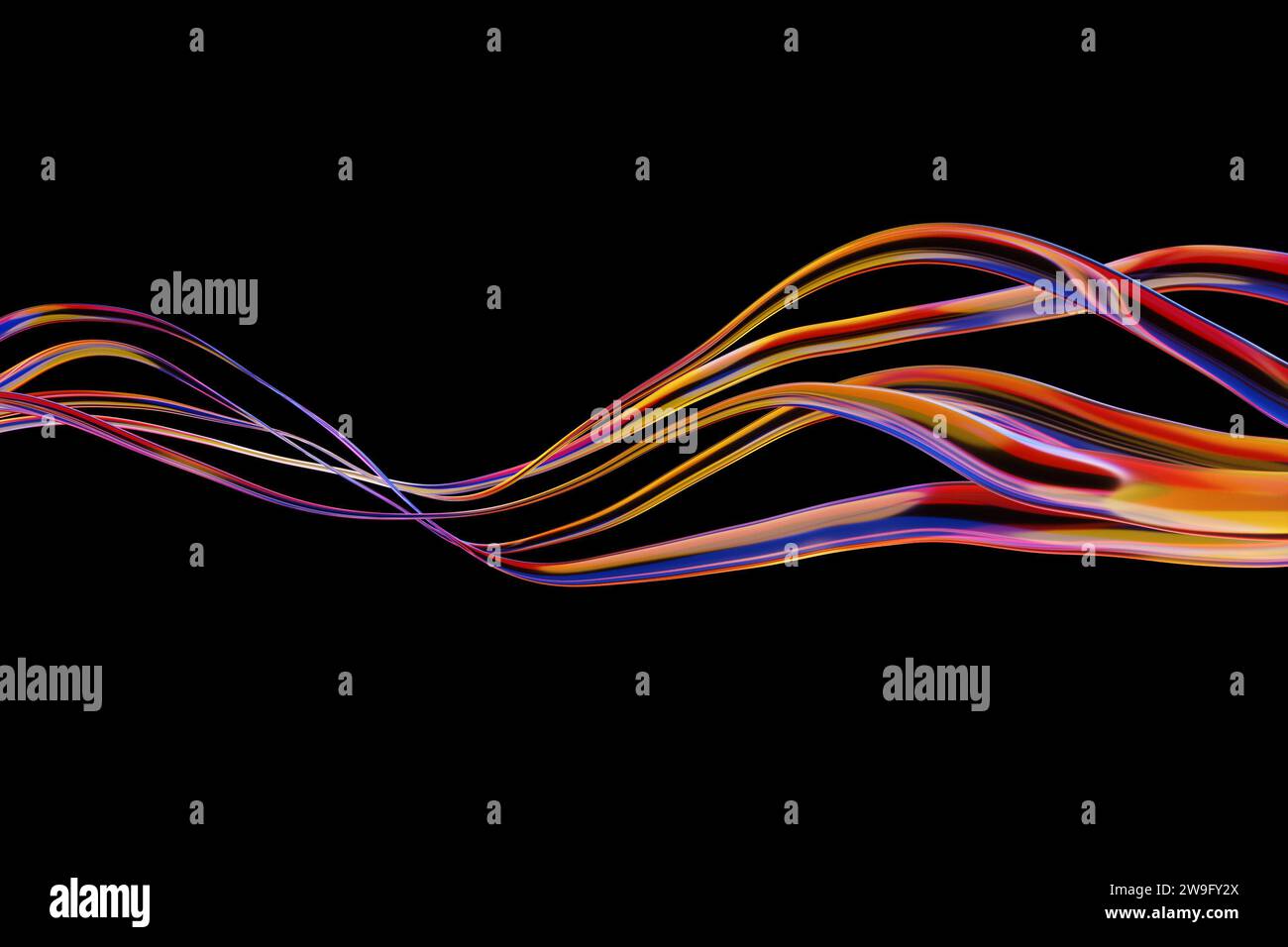 Voice Rise Abstract 3d illustration of design colorful abstract wave on a black background ...