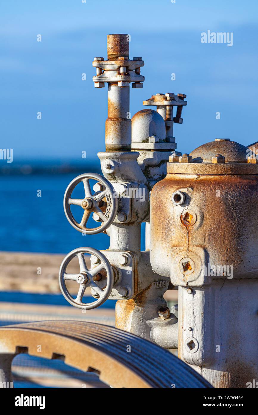 Old industrial equipment used as public art in Steveston british Columbia Canada Stock Photo