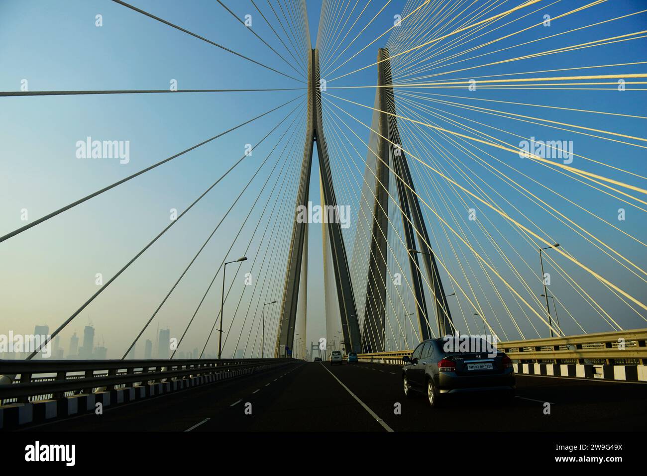 The Rajiv Gandhi Sea Link between Bandra and Worli in Mumbai, India. Stock Photo