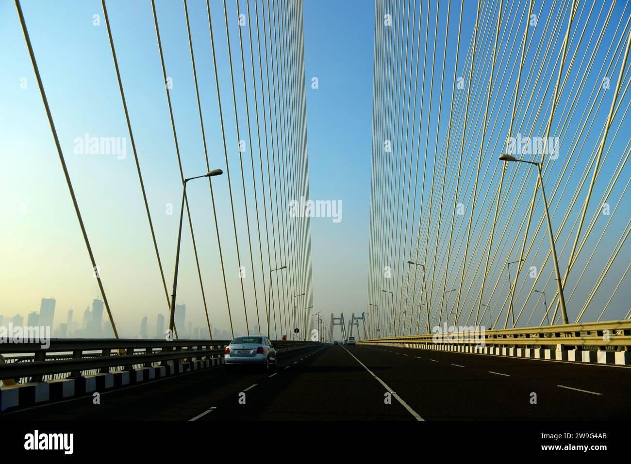 The Rajiv Gandhi Sea Link between Bandra and Worli in Mumbai, India. Stock Photo