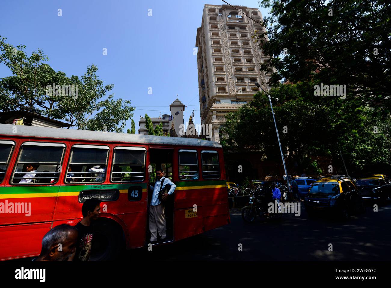 A public bus in Dadar, Mumbai, India. Stock Photo