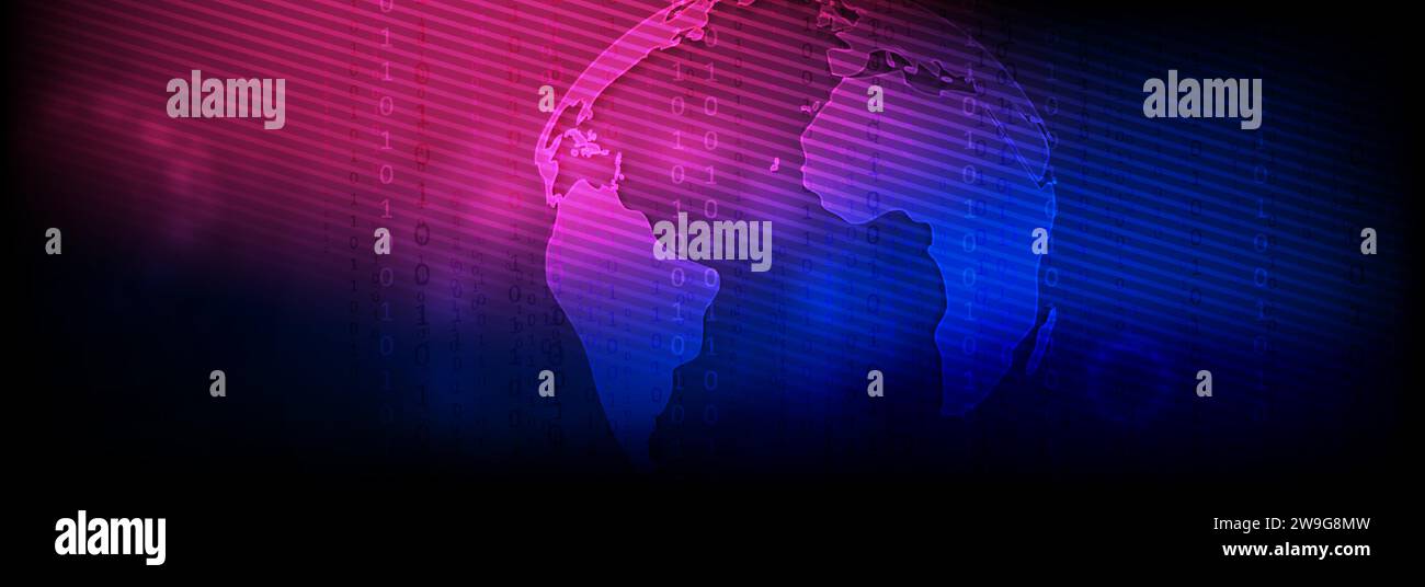 Technology futuristic background with globe and binary code. Abstract ...
