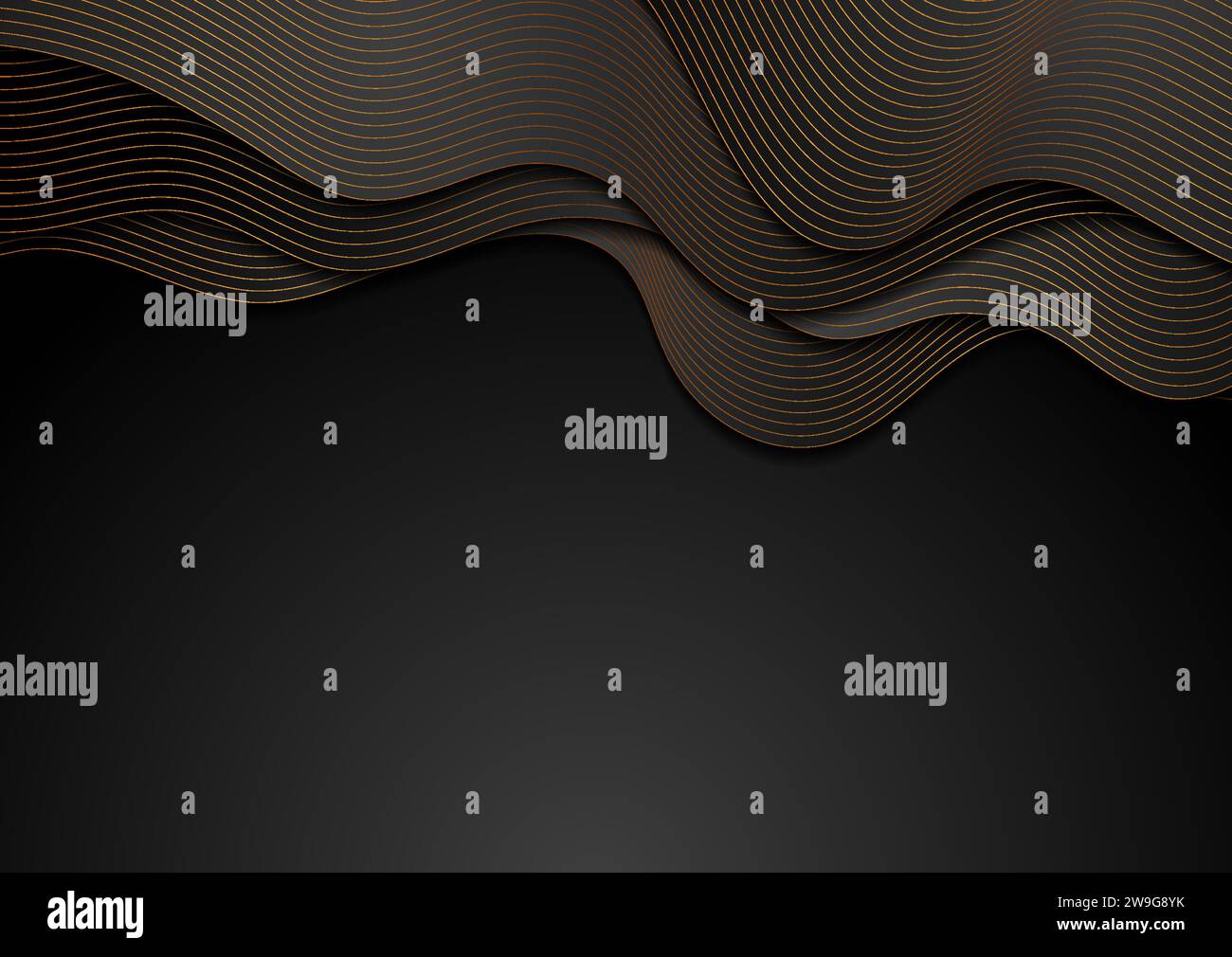 Black corporate wavy background with golden lines. Vector design Stock ...