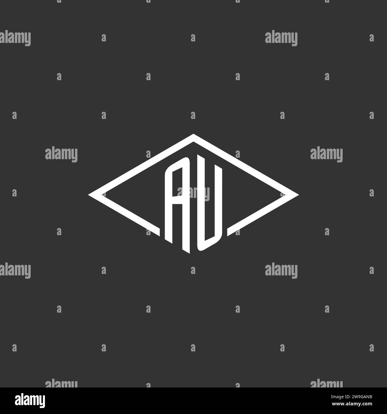 Initials AU logo monogram with simple diamond line style design vector graphic Stock Vector