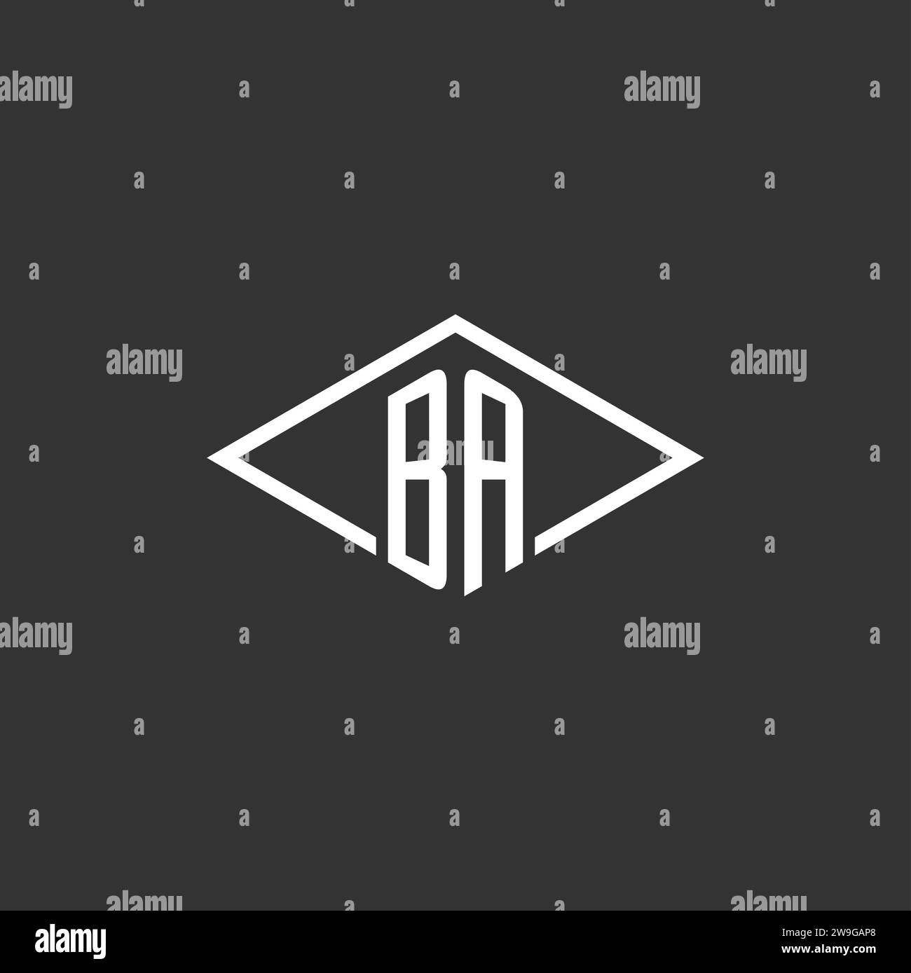 Initials BA logo monogram with simple diamond line style design vector graphic Stock Vector