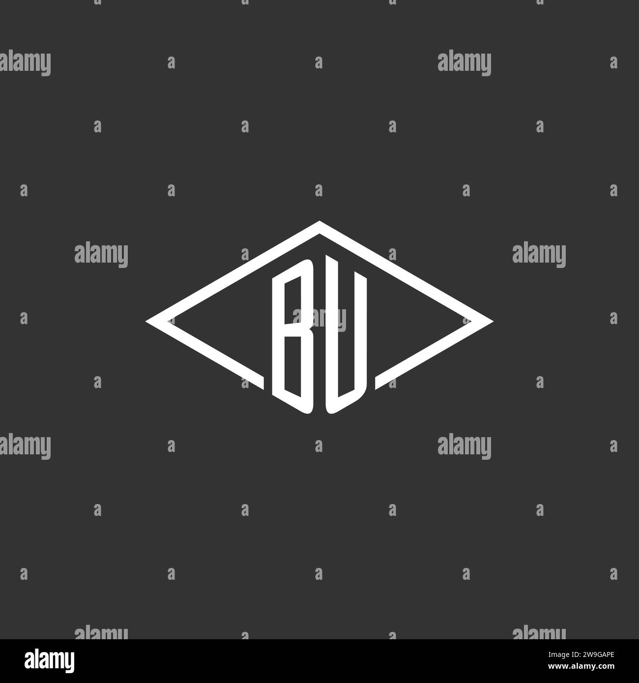 Initials BU logo monogram with simple diamond line style design vector graphic Stock Vector