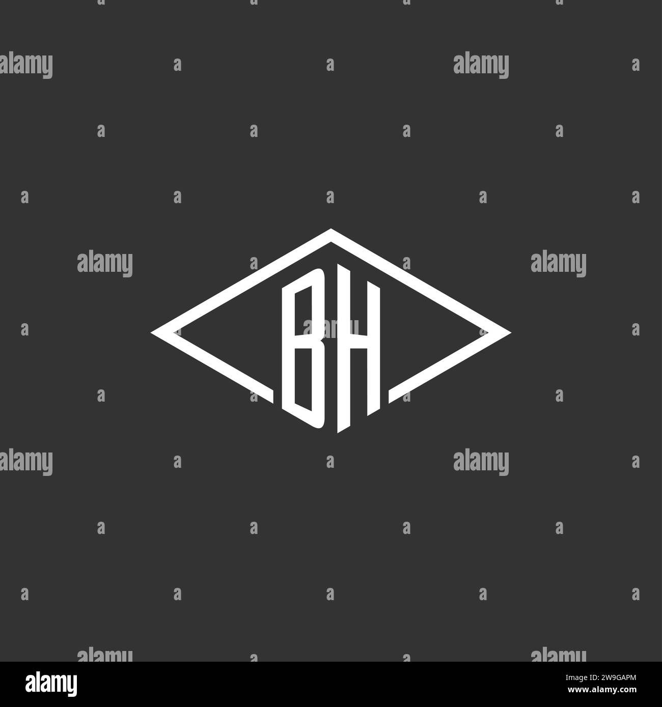 Initials BH logo monogram with simple diamond line style design vector graphic Stock Vector