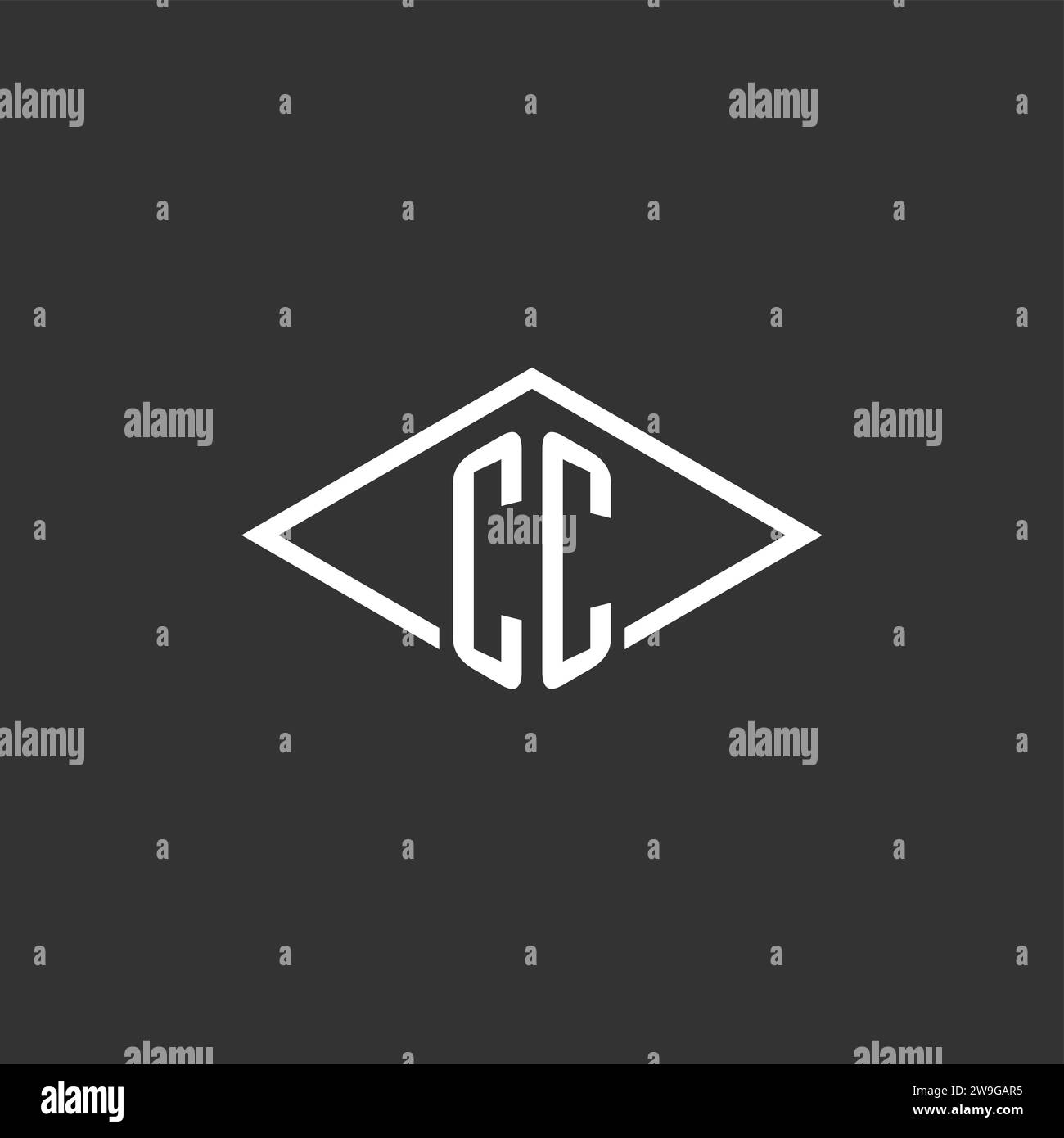 Initials CC logo monogram with simple diamond line style design vector graphic Stock Vector
