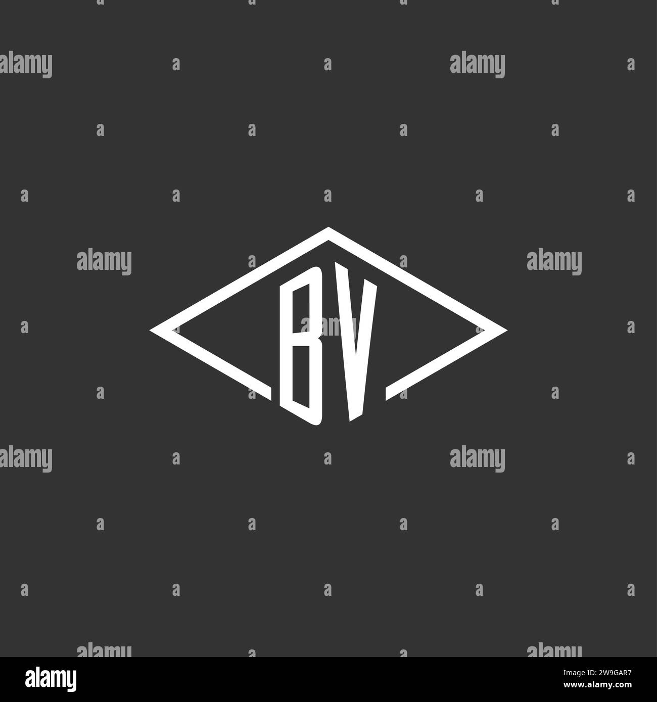 Initials BV logo monogram with simple diamond line style design vector graphic Stock Vector