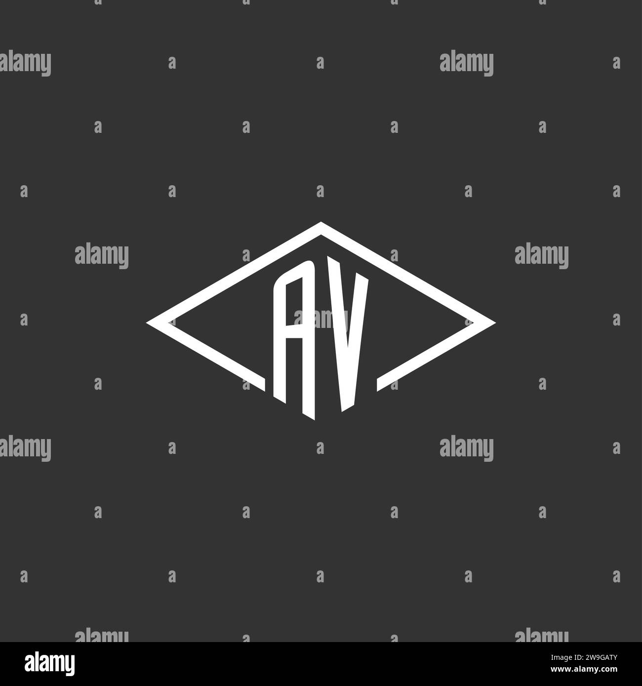 Initials AV logo monogram with simple diamond line style design vector graphic Stock Vector