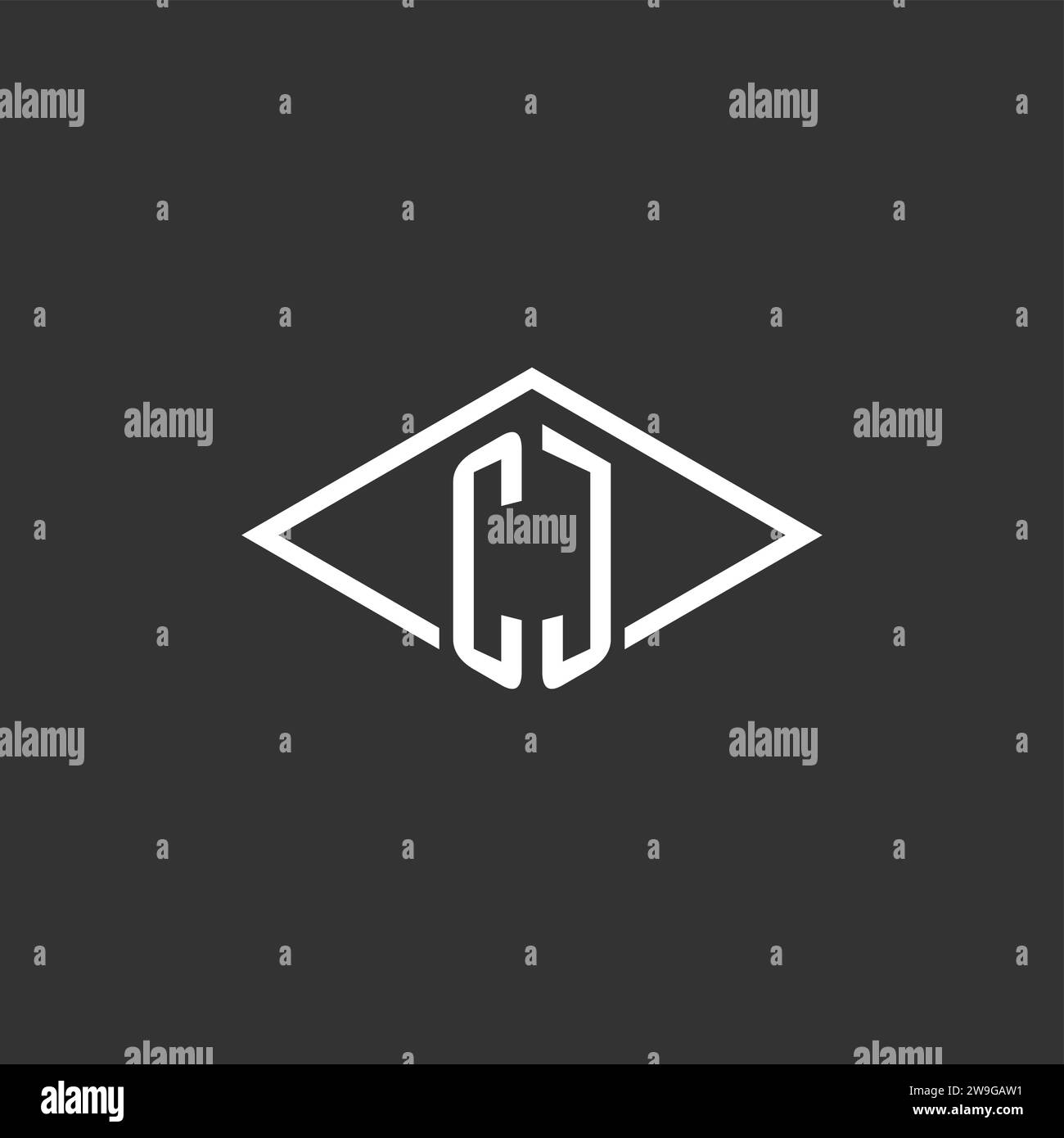 Initials CJ logo monogram with simple diamond line style design vector graphic Stock Vector
