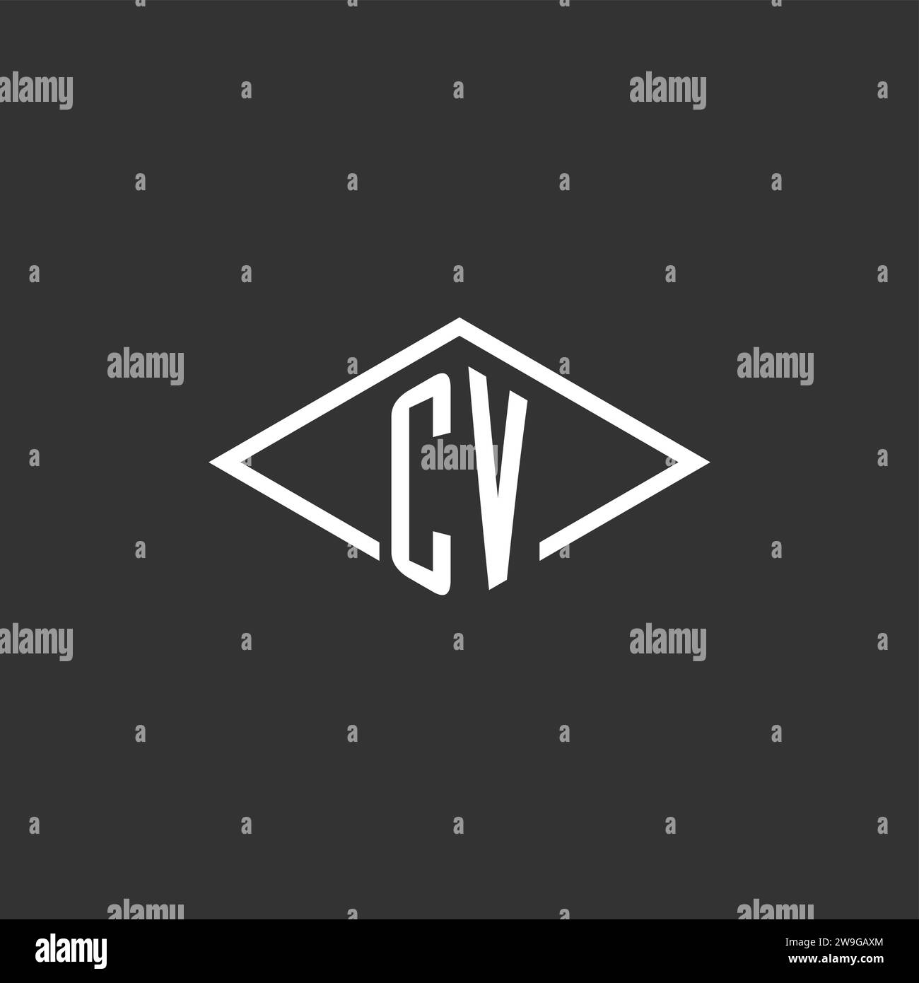 Initials CV logo monogram with simple diamond line style design vector graphic Stock Vector