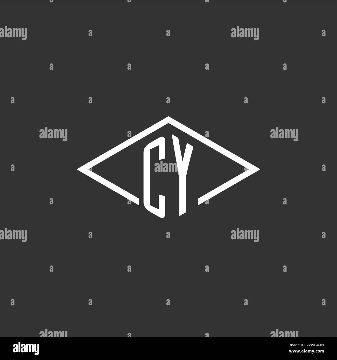 Initials CY logo monogram with simple diamond line style design vector graphic Stock Vector