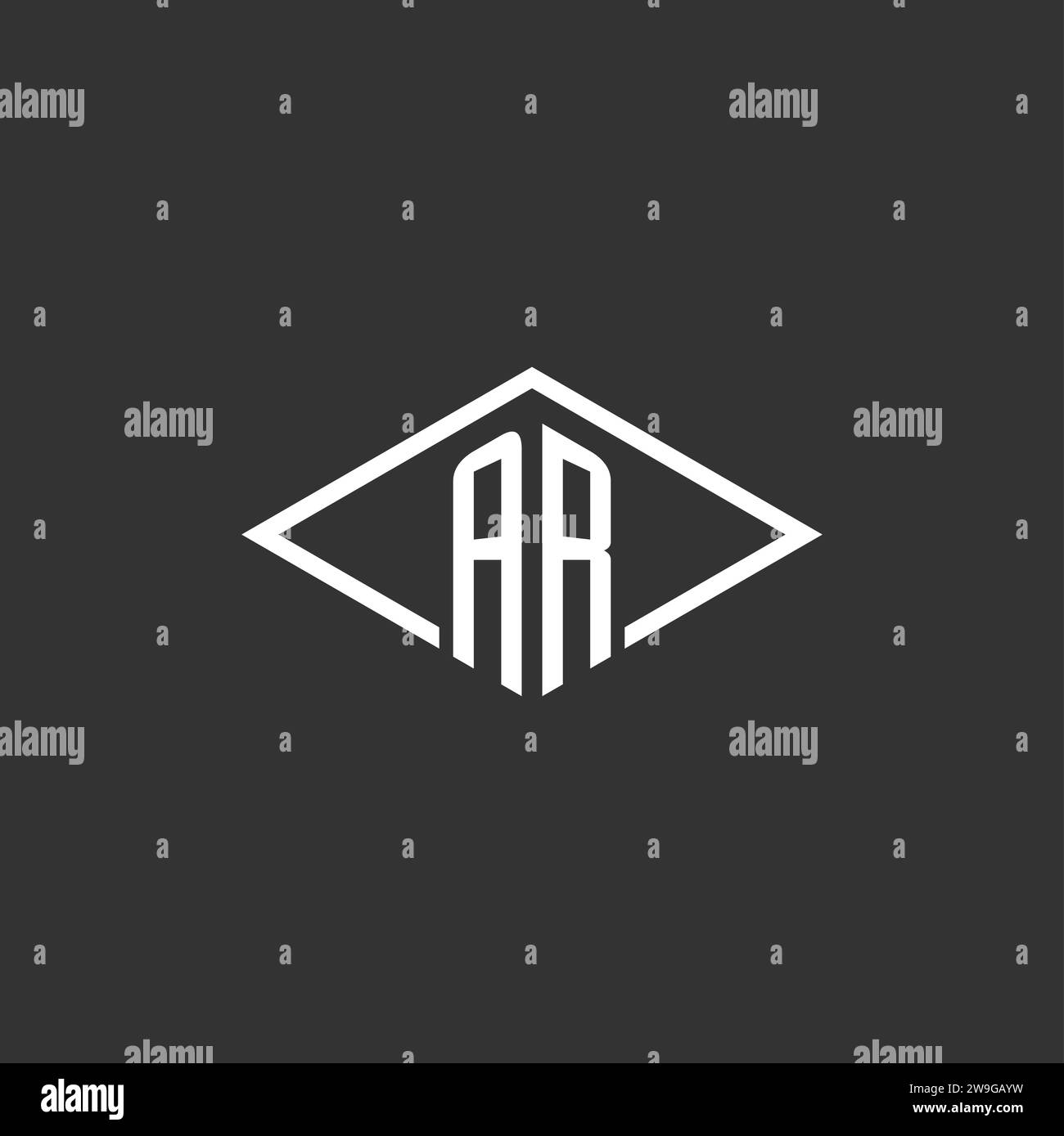 Initials AR logo monogram with simple diamond line style design vector graphic Stock Vector