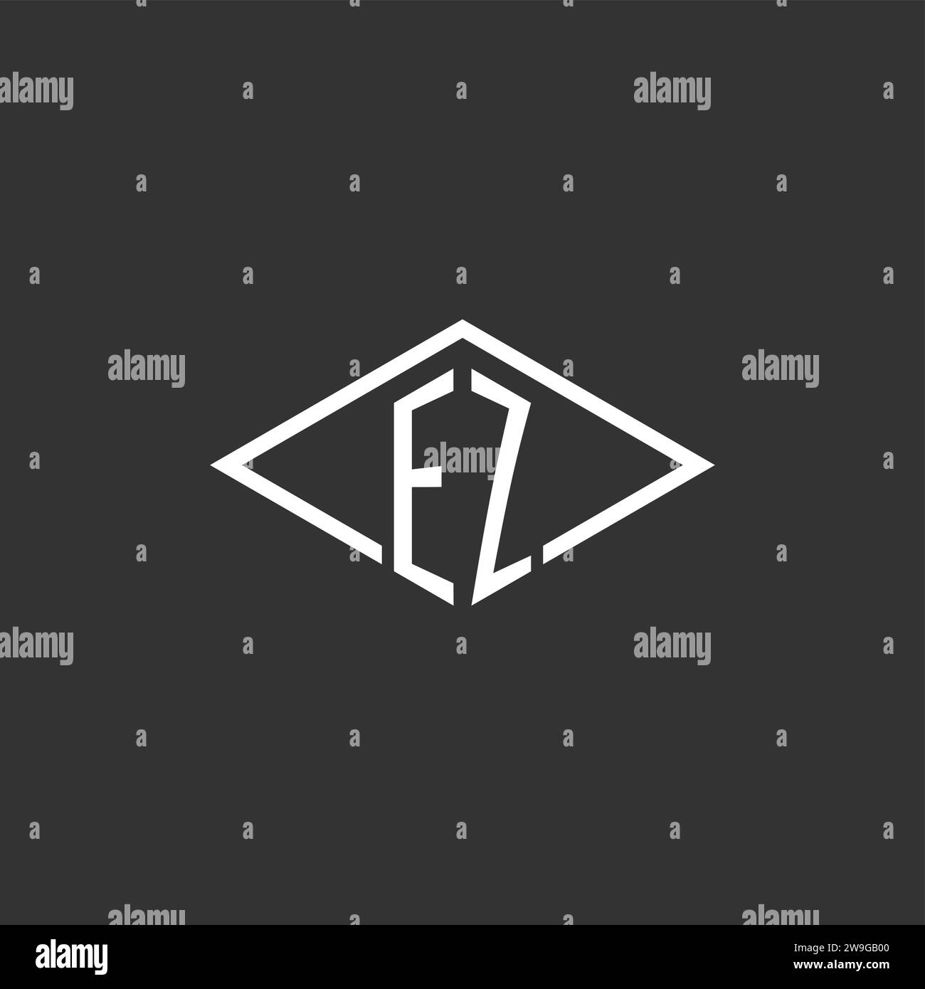 Initials EZ logo monogram with simple diamond line style design vector graphic Stock Vector