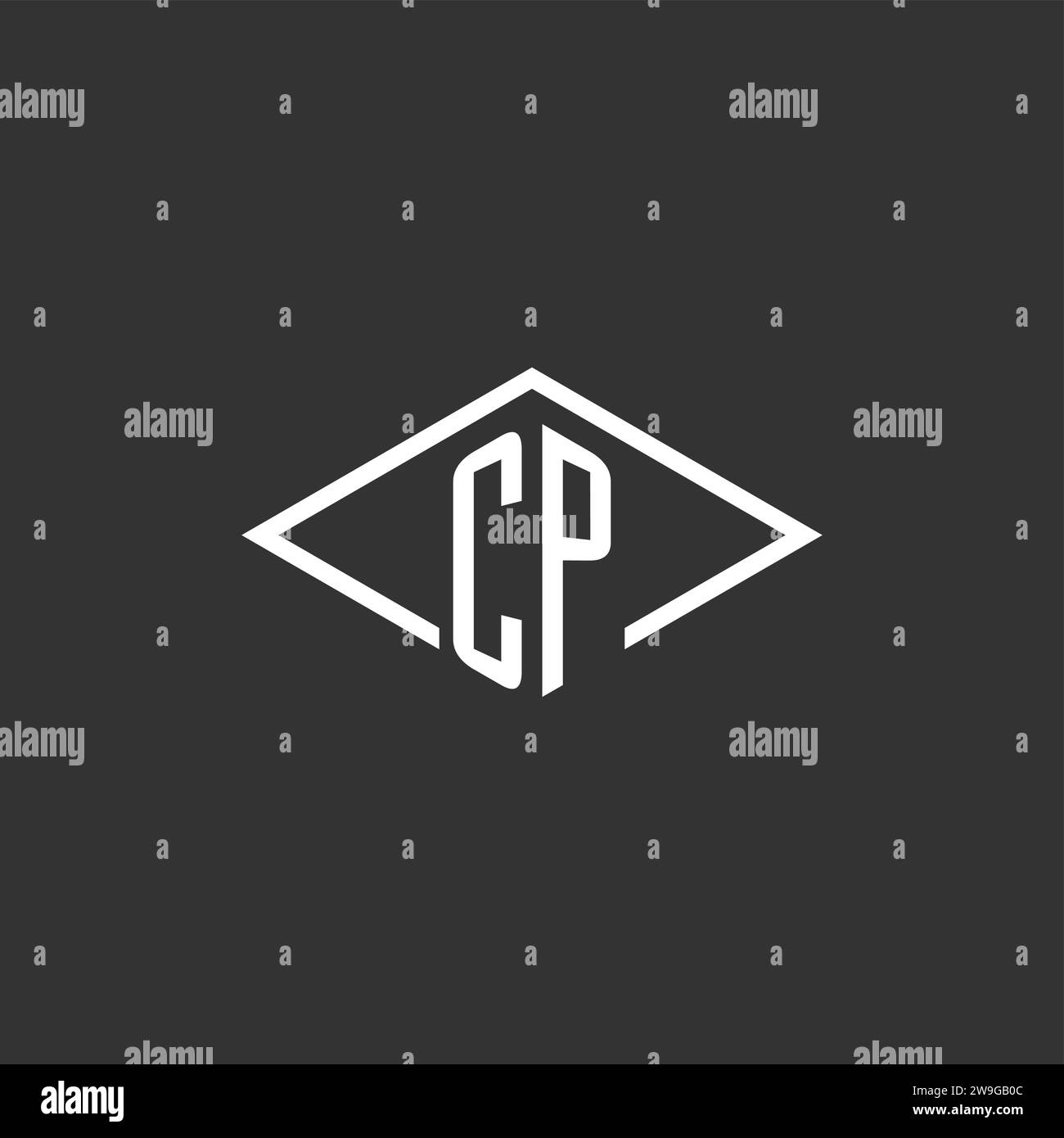 Initials CP logo monogram with simple diamond line style design vector graphic Stock Vector