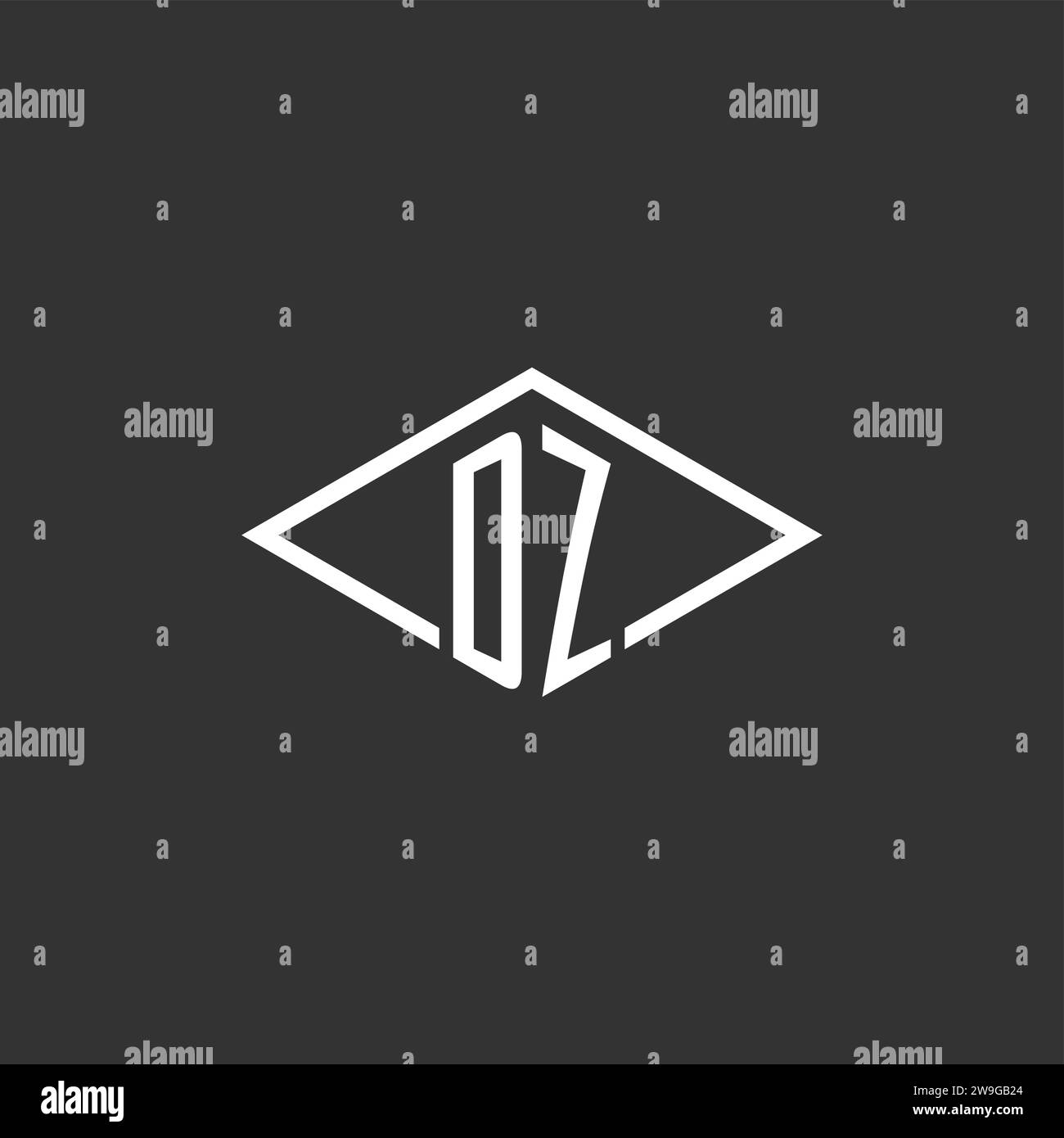 Initials DZ logo monogram with simple diamond line style design vector graphic Stock Vector