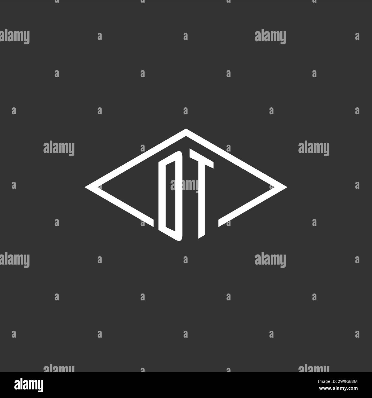 Initials DT logo monogram with simple diamond line style design vector graphic Stock Vector