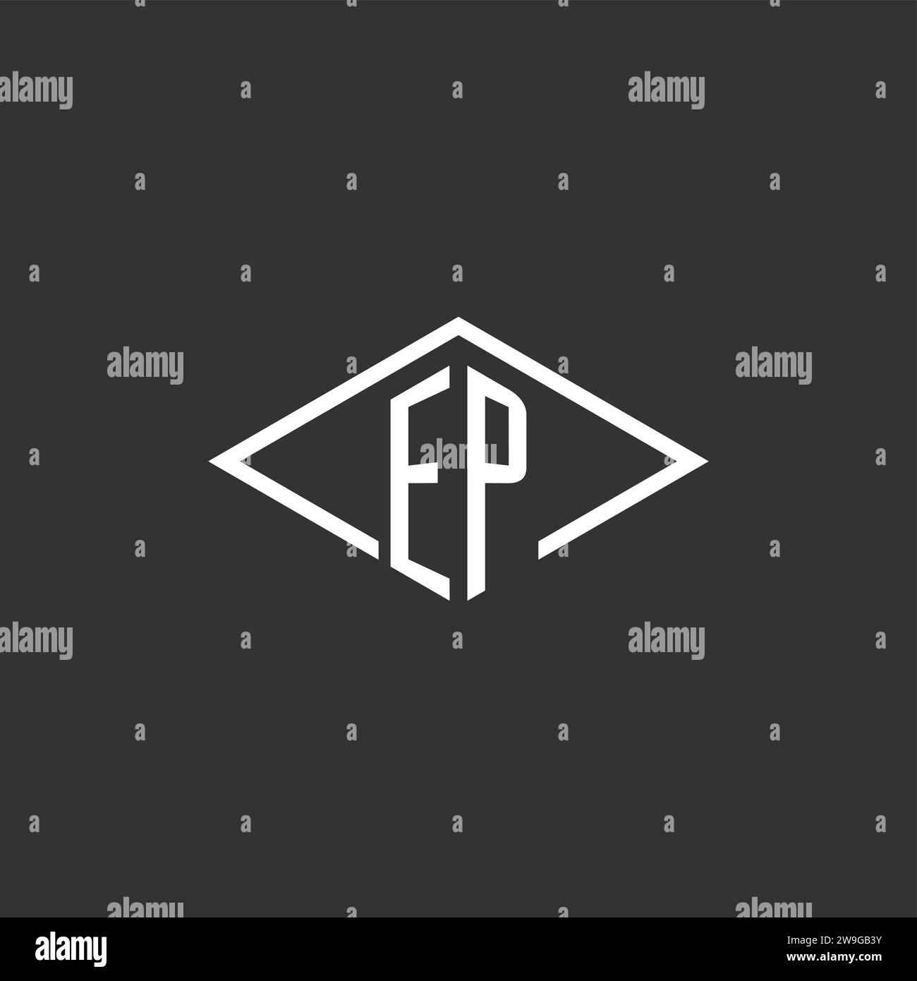 Initials EP logo monogram with simple diamond line style design vector graphic Stock Vector