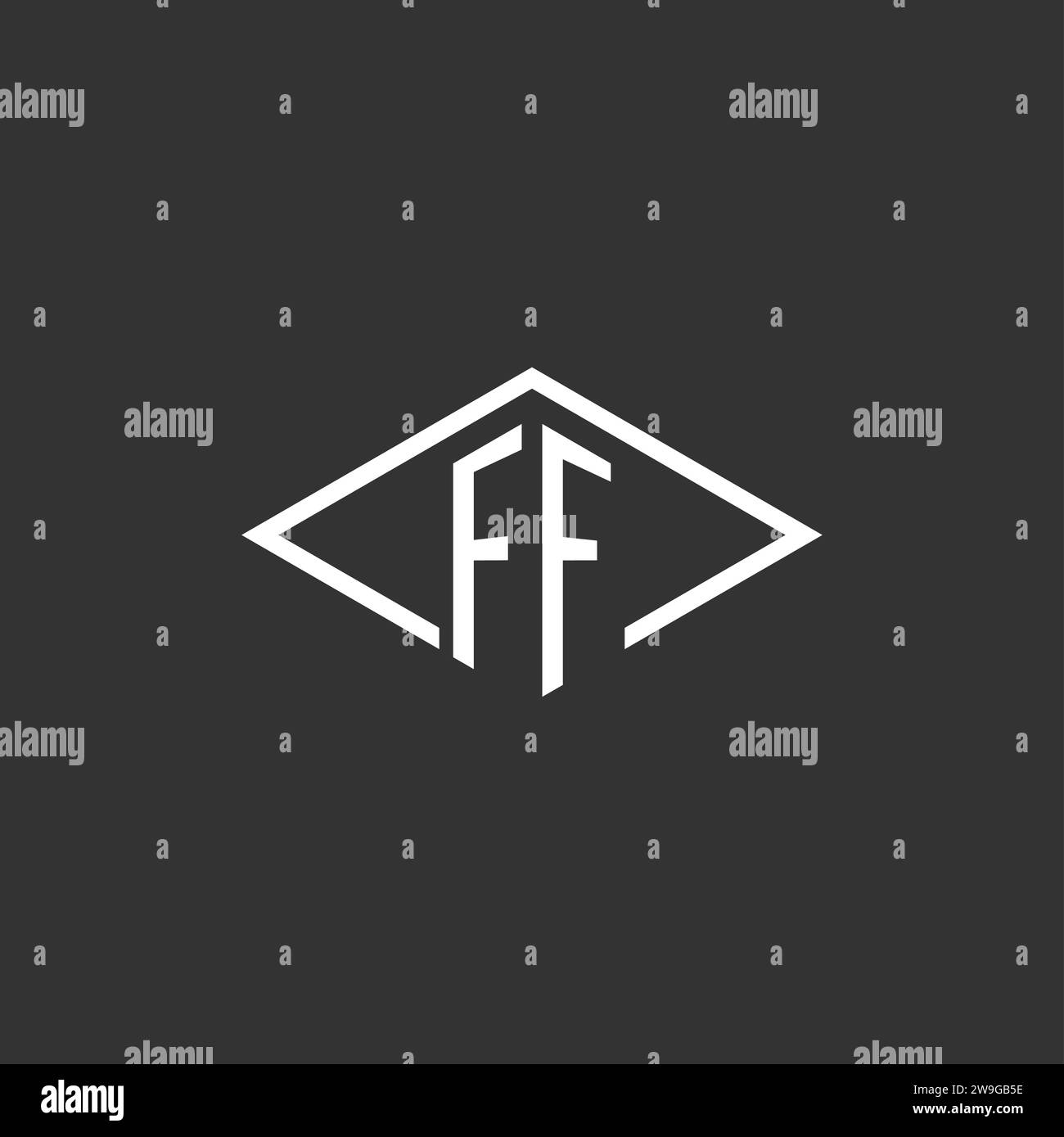 Initials FF logo monogram with simple diamond line style design vector graphic Stock Vector