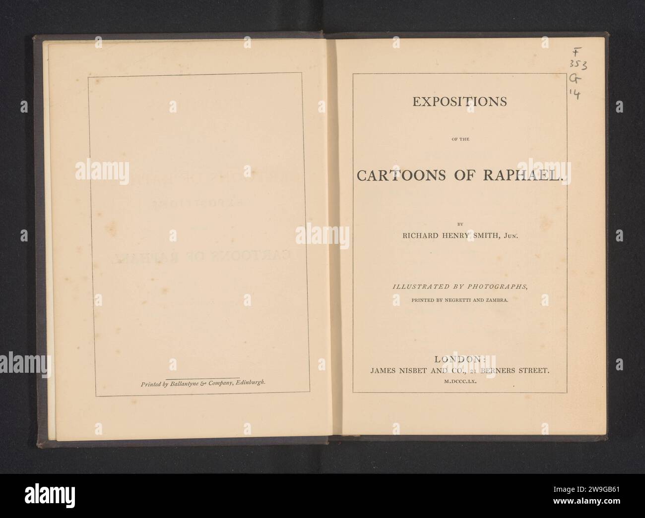Expositions of the cartoons of Raphael, Richard Henry Smith, 1860 book  London paper. linen (material). cardboard. photographic support printing / albumen print Stock Photo