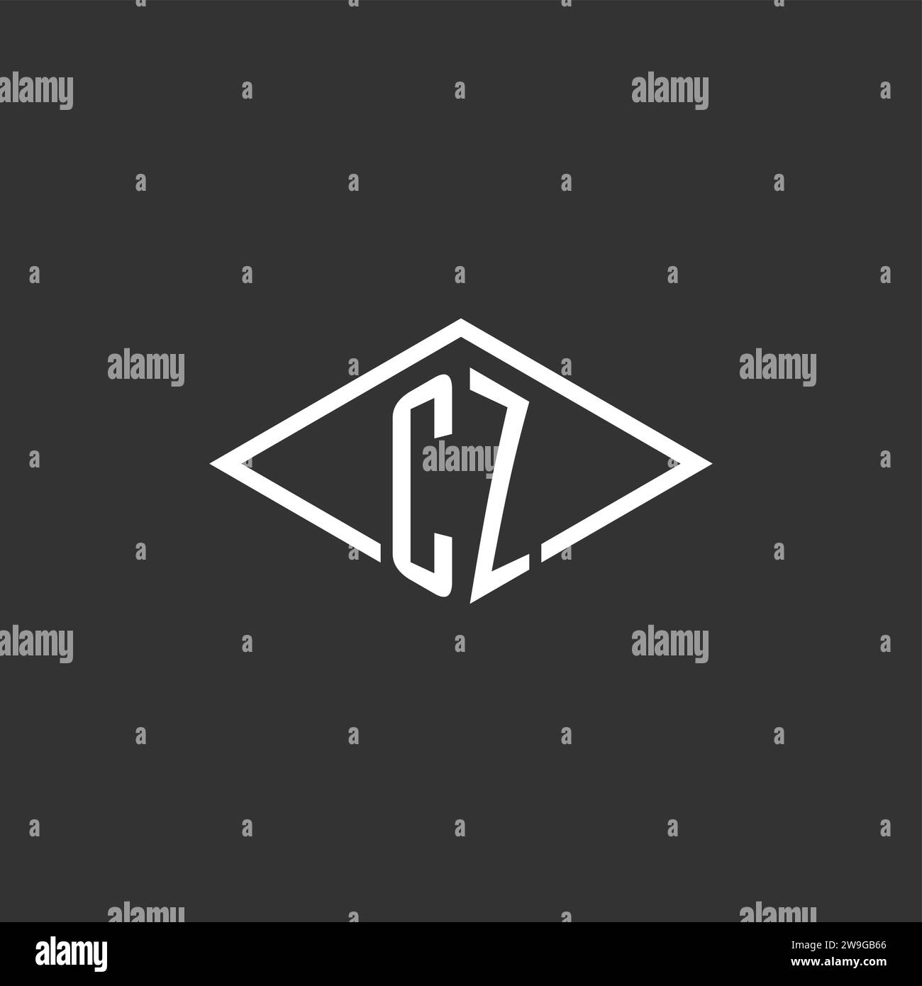 Initials CZ logo monogram with simple diamond line style design vector graphic Stock Vector