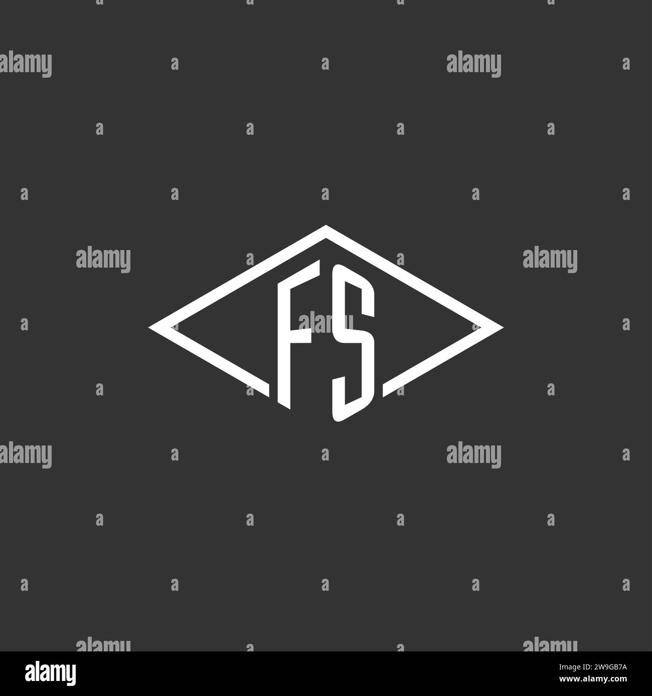 Initials FS logo monogram with simple diamond line style design vector graphic Stock Vector