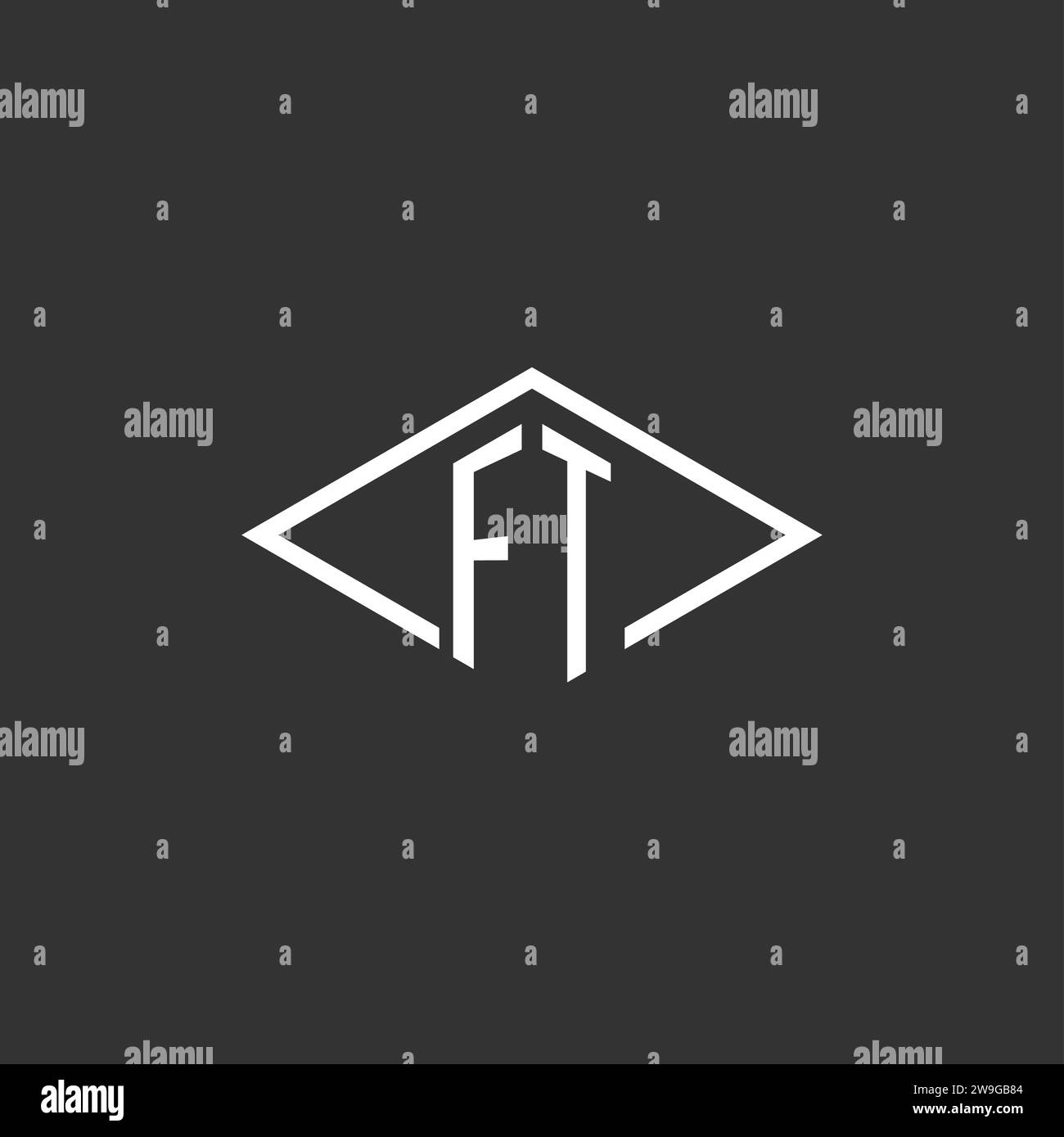 Initials FT logo monogram with simple diamond line style design vector graphic Stock Vector