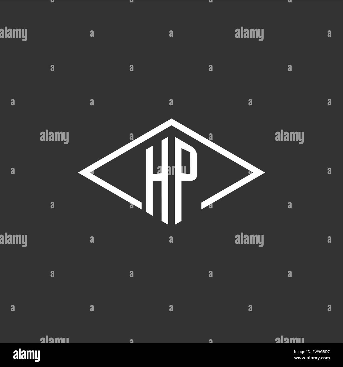 Initials HP logo monogram with simple diamond line style design vector graphic Stock Vector