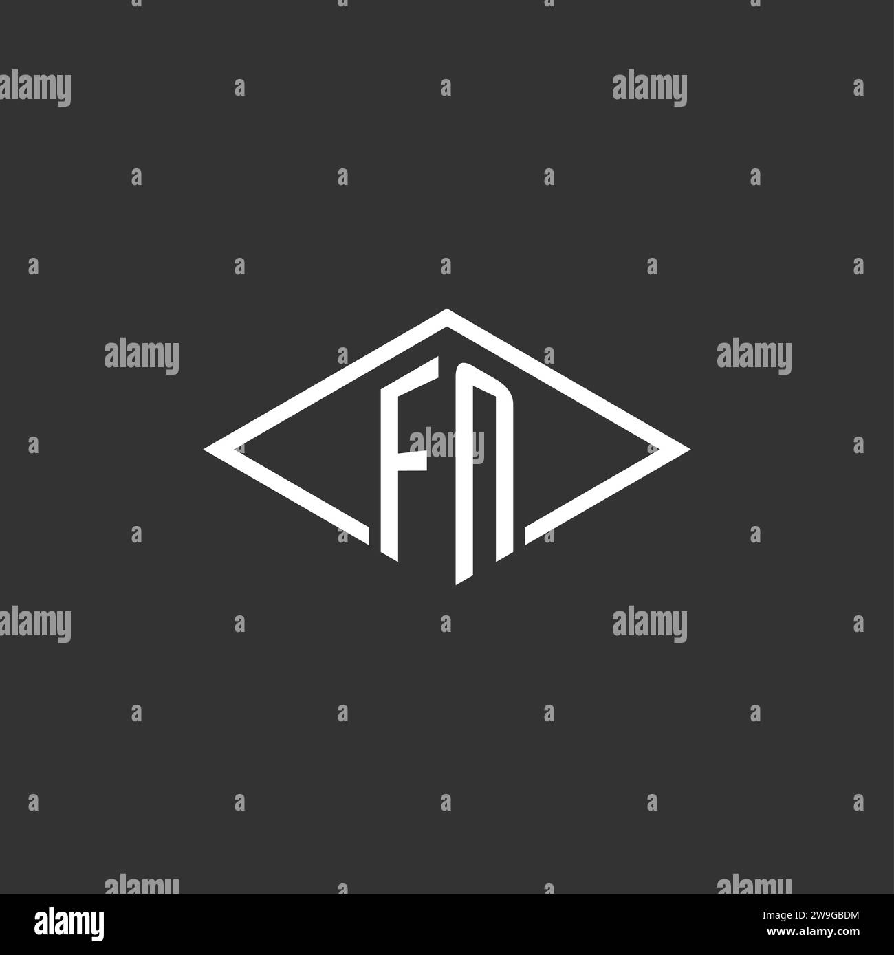Initials FN logo monogram with simple diamond line style design vector graphic Stock Vector