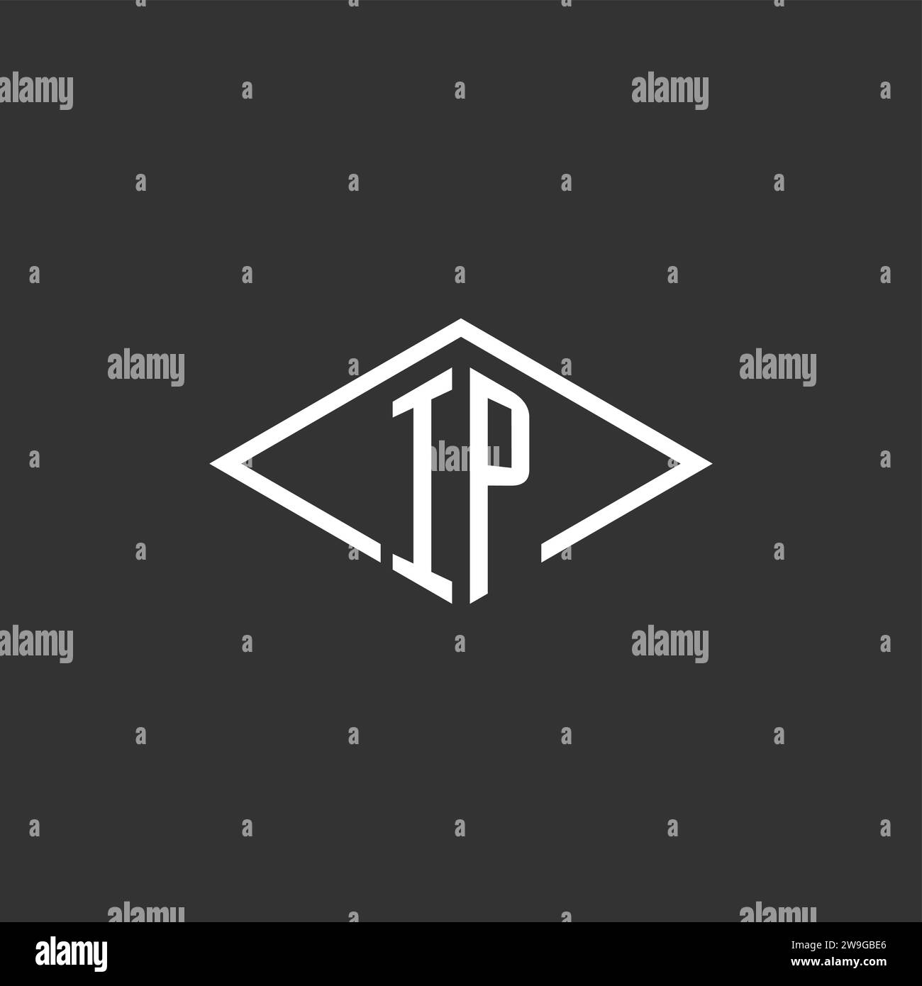 Initials IP logo monogram with simple diamond line style design vector graphic Stock Vector