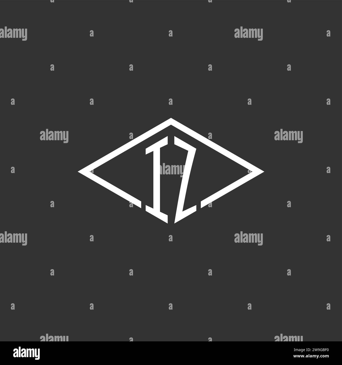 Initials IZ logo monogram with simple diamond line style design vector graphic Stock Vector