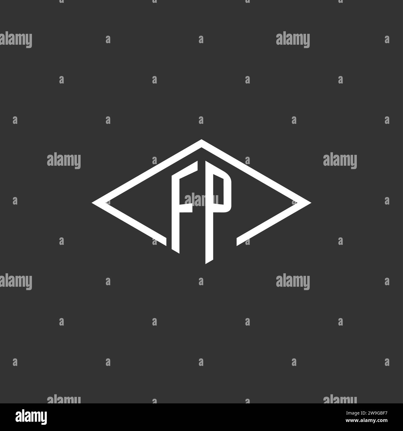 Initials FP logo monogram with simple diamond line style design vector graphic Stock Vector