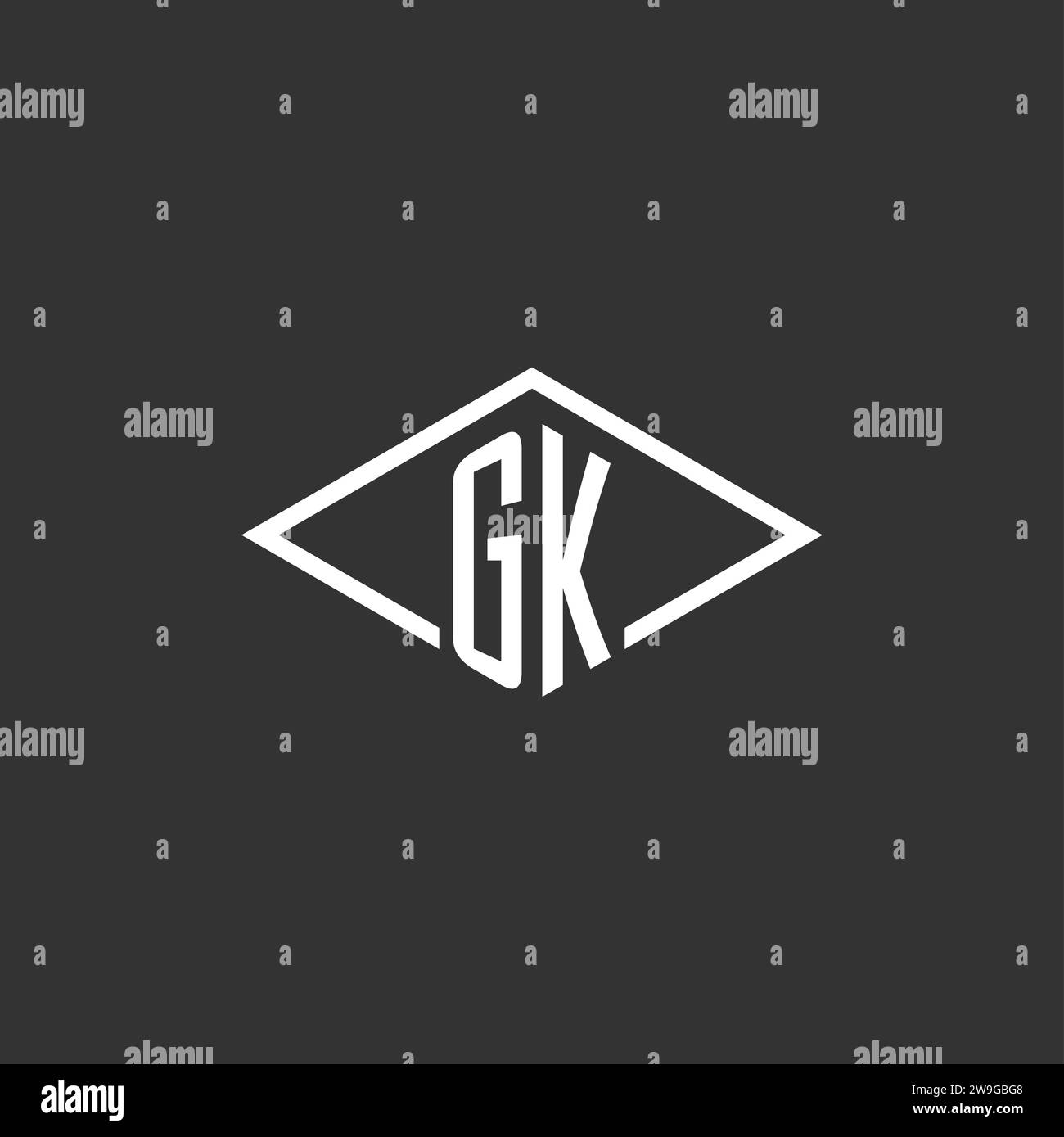Initials GK logo monogram with simple diamond line style design vector graphic Stock Vector