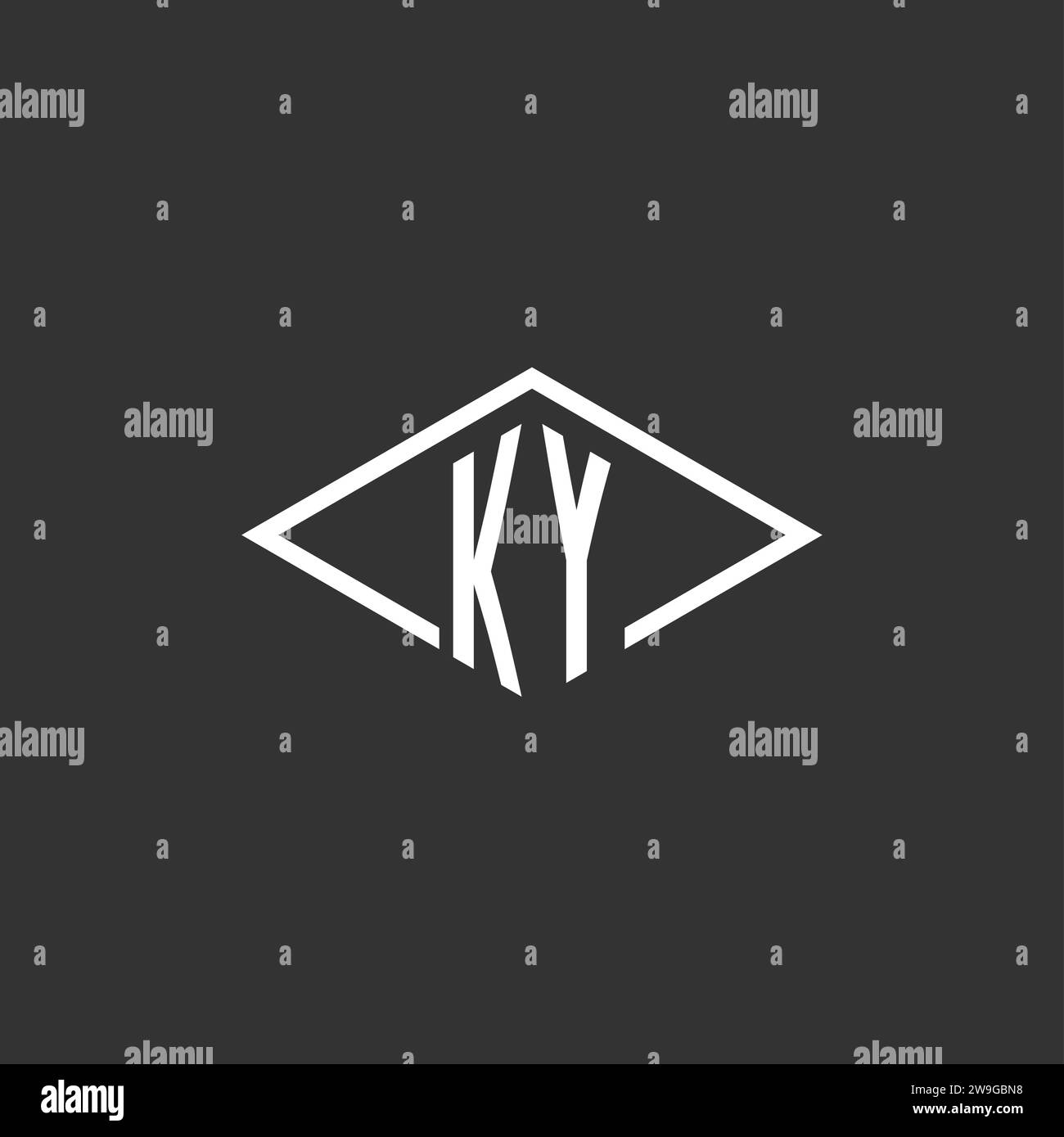 Initials KY logo monogram with simple diamond line style design vector graphic Stock Vector